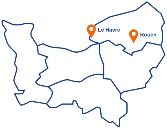 Carte des lieux de stage de récupération de points de permis en Normandie